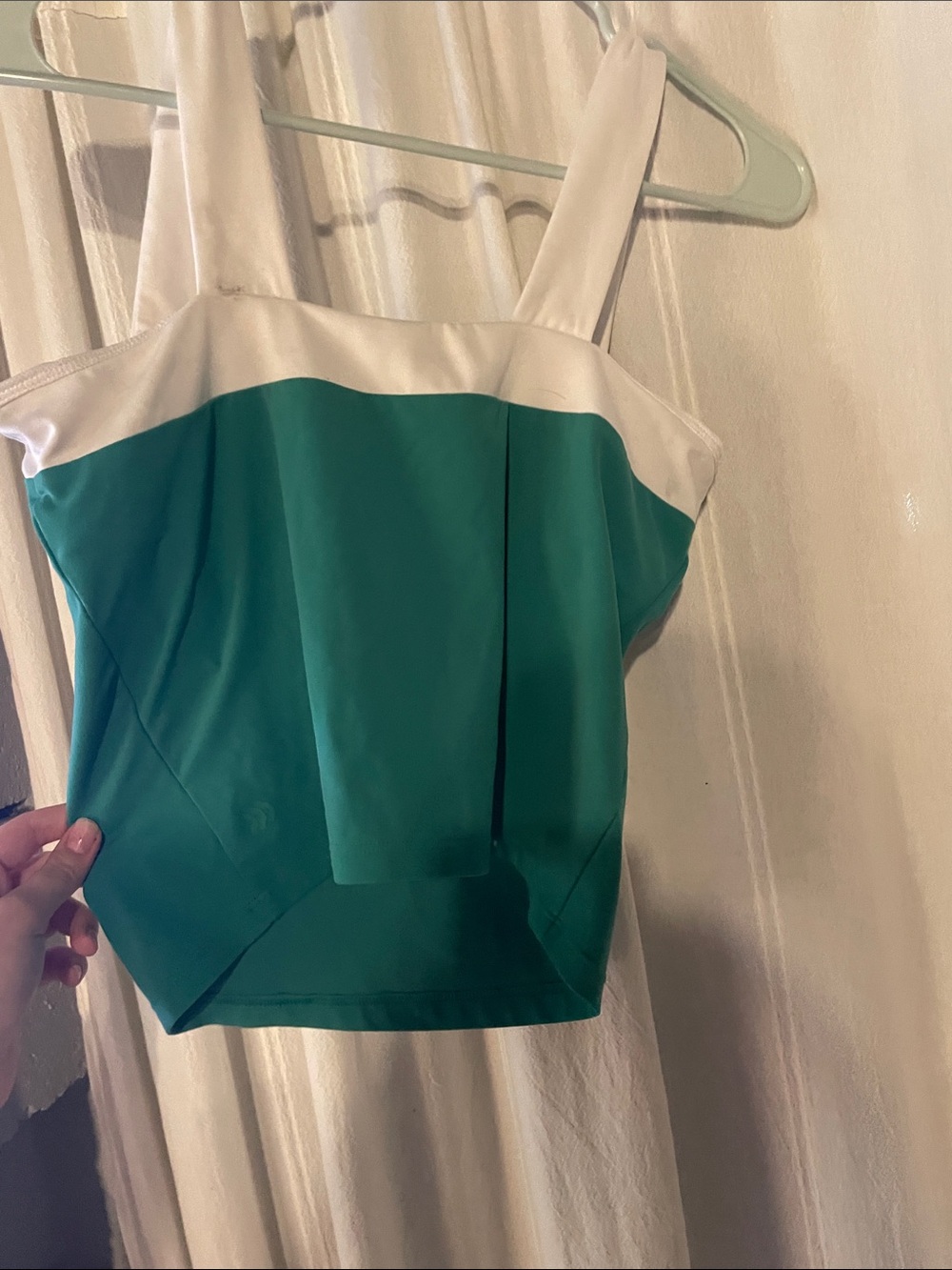 all in motion Green and White Strapless Square-Neck Top